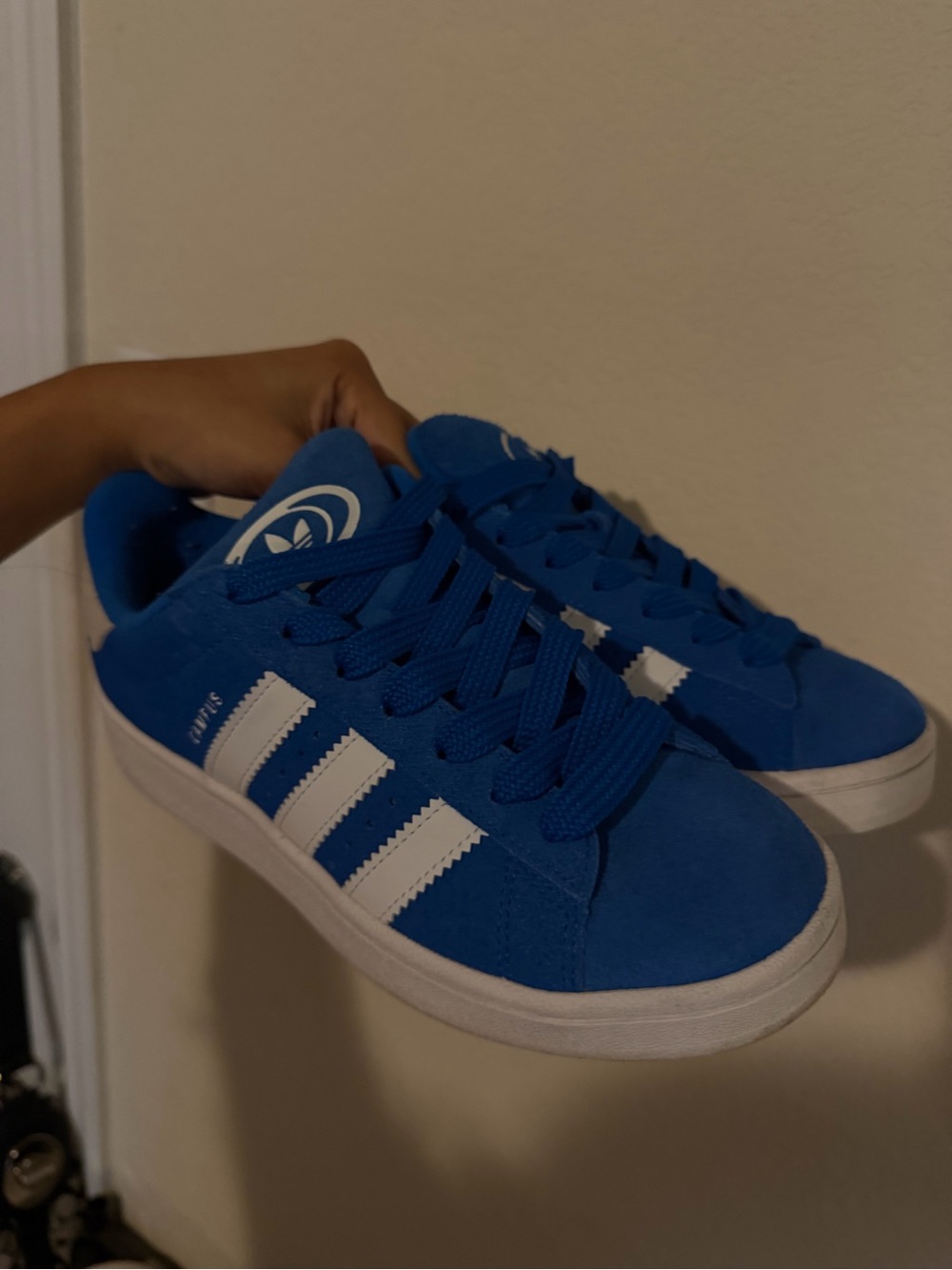 adidas Women’s Blue Sneakers with White Stripes